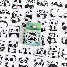 45 piezas Pegatina con estampado de panda de dibujos animados creativo multipropósito decorativo para agua teléfono móvil - Blanco y Negro - Ver 1