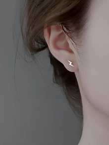 Bông tai bạc Sterling thiết kế sét - Bạc - Xem 3