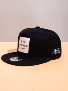 男士字母拼貼裝飾嘻哈帽，街頭風 - 黑與白 - 查看 1