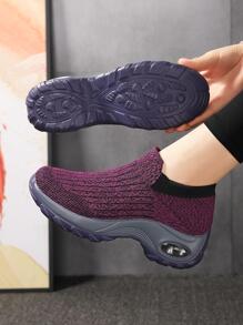 Giày chạy bộ sọc nữ, Giày thể thao vải ngoài trời thể thao - Đỏ - Xem 5