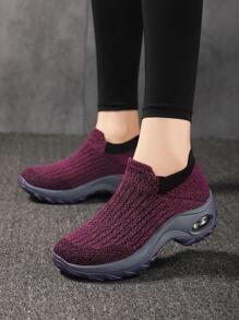 Giày chạy bộ sọc nữ, Giày thể thao vải ngoài trời thể thao - Đỏ - Xem 3