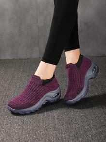 Giày chạy bộ sọc nữ, Giày thể thao vải ngoài trời thể thao - Đỏ - Xem 1