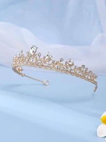 One Elegant Gold Tone Princess Hair Accessory Bridal Crown Valentine's Day Accessories - Gold - View 5