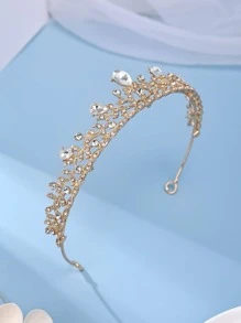 One Elegant Gold Tone Princess Hair Accessory Bridal Crown Valentine's Day Accessories - Gold - View 4