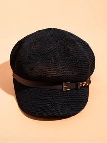 Gorra baker con diseño de cinturón - Negro - Ver 2