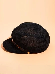 Gorra baker con diseño de cinturón - Negro - Ver 4