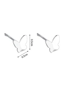 1 đôi bông tai hình con bướm thời trang bằng bạc cho phụ nữ để trang trí hàng ngày - Bạc - Xem 9