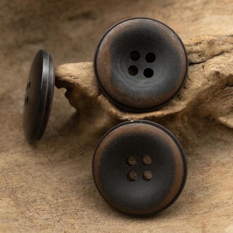 6pcs Solid Round Button - Black - View 1