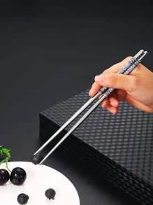 5pairs Floral Pattern Stainless Steel Chopstick - Bạc - Xem 4