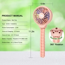 WiHoo Stroller Fan Battery Operated,Portable Fan Car Seat Baby Fan With Flexible Tripod,3 Speeds Rechargeable Clip On Fan,USB Mini Small Personal Fan For Crib Treadmill Camping And Travel - 粉色 - 查看 6