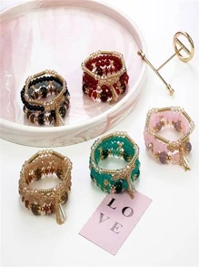 Pulsera con cuenta de moda con diseño de flor con diseño geométrico para mujeres para decoración diaria