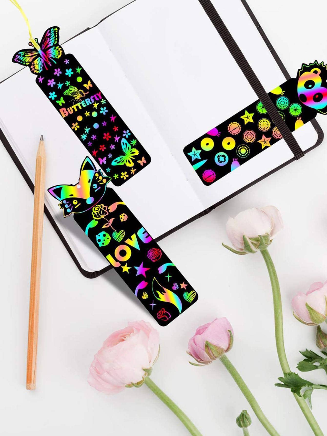 10pcs Cartoon Animal Pattern Scratch Painting Bookmark, Cute Multi-purpose Book Marker For Student, Reading Book - Nhiều màu - Xem 1