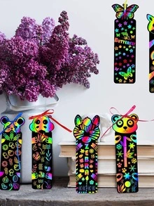 10pcs Cartoon Animal Pattern Scratch Painting Bookmark, Cute Multi-purpose Book Marker For Student, Reading Book - Nhiều màu - Xem 2