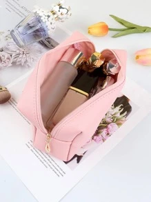 1pc Plain Square Makeup Bag, White Mini Portable Storage Bag For Household - White - View 9