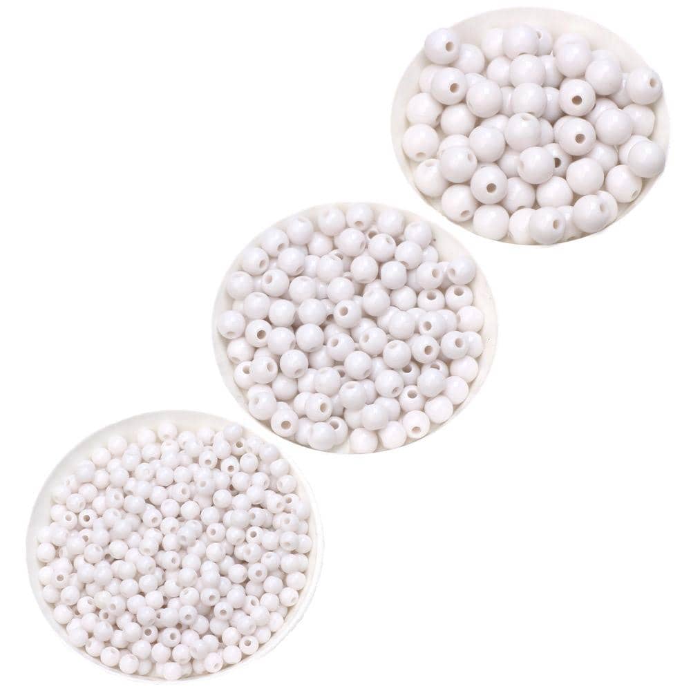 100pcs/bag 4/6/8mm Shiny Surface Macaron Sweet Candy Colored Acrylic Round Beads For Diy Jewelry Making - White - View 1