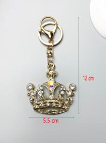 1pc Gold Plated Crown Shaped Keychain With Rhinestone Inlay. It's A Prefect Small Gift For Festivals To Your Family And Friends. Party - Gold - View 4