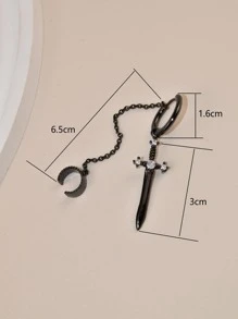 1 Đôi Tinh Tế Đính Đá Cubic Zirconia Trang Trí Thanh Kiếm Bông Tai Giọt Cho Nữ Trang Trí Hàng Ngày - màu đen - Xem 3