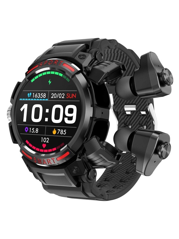 1pc Black Silicone Strap Sporty Date Alarm Sleep Tracking Heart Rate Monitoring Round Dial Smart Watch, Compatible With Androids iPhone