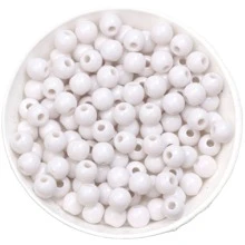 100pcs/bag 4/6/8mm Shiny Surface Macaron Sweet Candy Colored Acrylic Round Beads For Diy Jewelry Making - White - View 7