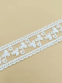 1roll Flower Embroidered DIY Webbing Lace - White - View 4