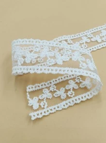 1roll Flower Embroidered DIY Webbing Lace - White - View 3