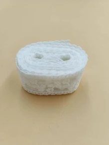 1roll Flower Embroidered DIY Webbing Lace - White - View 2