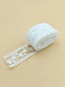1roll Flower Embroidered DIY Webbing Lace - White - View 1