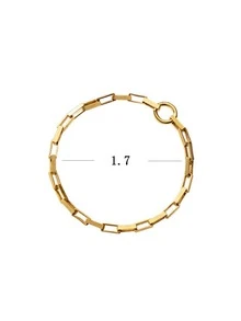 1入組時尚鏈條設計純銀圓環適合女士日常裝飾 - 金色 - 查看 5