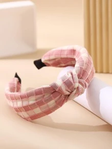 2 piezas Diadema con patrón de cuadros con diseño de lazo - Multicolor - Ver 3