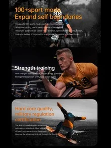 1pc Men Women Orange Silicone Strap Sporty Date Heart Rate Monitoring Sleep Tracking Multi-function Round Dial Smart Watch, Compatible With Androids iPhone - Orange - View 9