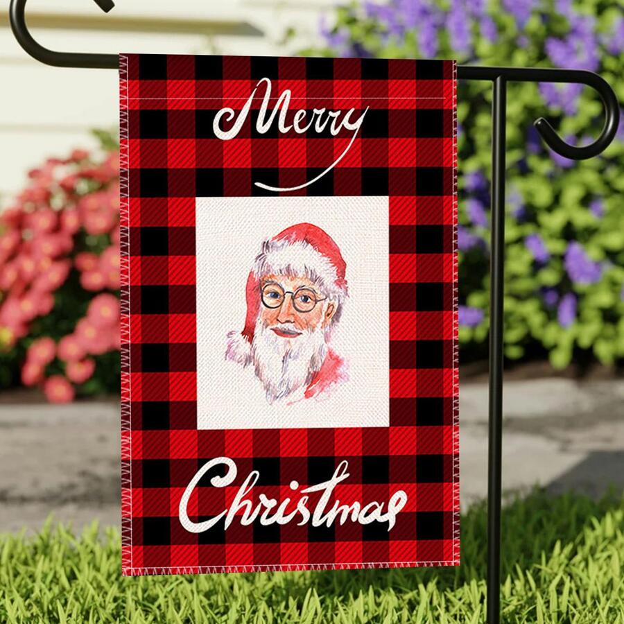 1入組聖誕老人印花裝飾花園旗幟 - 彩色 - 查看 1