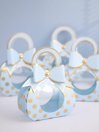 10入組金箔水點紙糖果盒禮盒，適用於婚禮