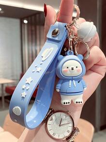 1PC Creative Cartoon Sweater Bear Keychain Bell Color Random - Blue - View 2