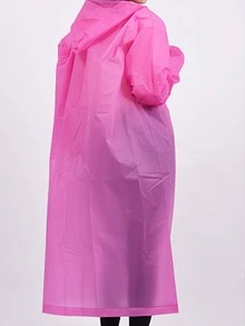 1pc EVA Raincoat, Modern Pink Disposable Rain Cape For Outdoor - Pink - View 3