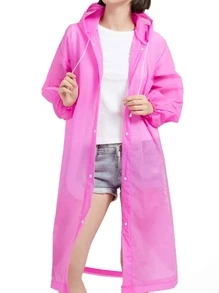 1pc EVA Raincoat, Modern Pink Disposable Rain Cape For Outdoor - Pink - View 4