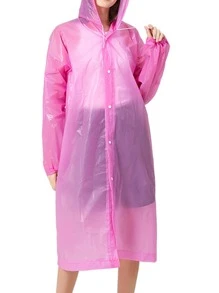 1pc EVA Raincoat, Modern Pink Disposable Rain Cape For Outdoor - Pink - View 2