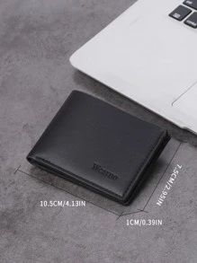 Wcarno Ví Nhỏ PU Màu Trơn Chi Tiết Chữ - màu đen - Xem 6