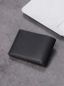 Wcarno Ví Nhỏ PU Màu Trơn Chi Tiết Chữ - màu đen - Xem 3