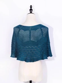 1入組女性水鑽和人造珍珠裝飾鏤空優雅披肩適用於日常生活 - 藏蓝色 - 查看 3