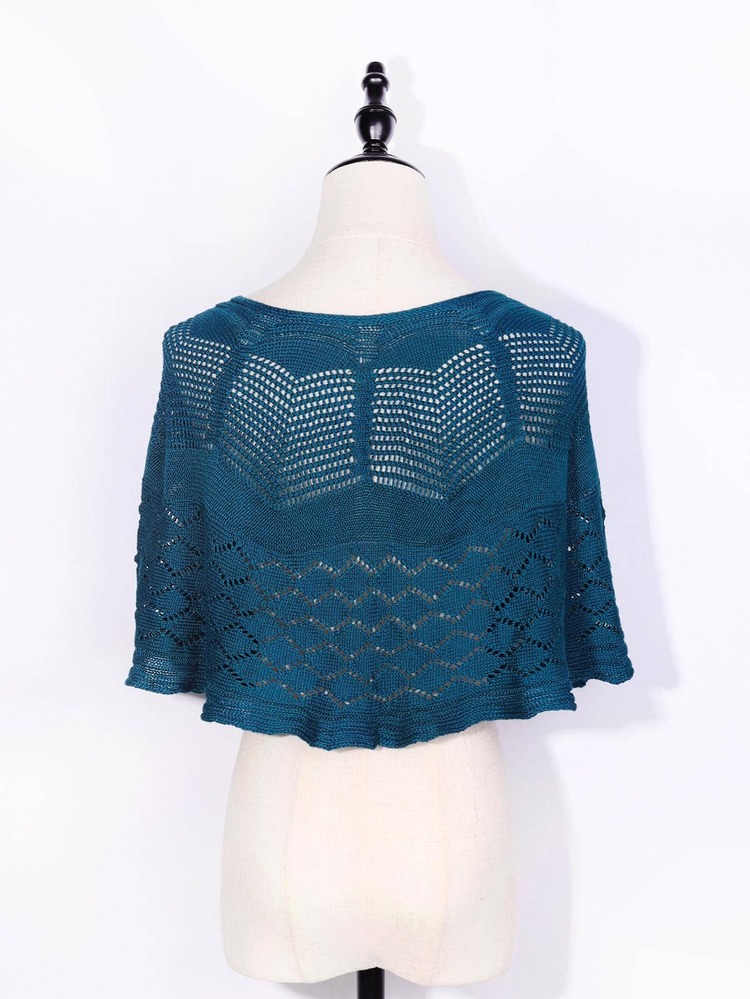 1入組女性水鑽和人造珍珠裝飾鏤空優雅披肩適用於日常生活 - 藏蓝色 - 查看 3