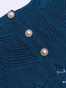 1入組女性水鑽和人造珍珠裝飾鏤空優雅披肩適用於日常生活 - 藏蓝色 - 查看 5