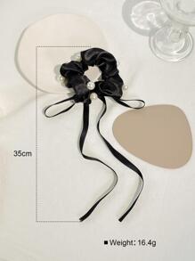 Trang trí nơ & ngọc trai giả cho phụ nữ Khăn buộc tóc thanh lịch để trang trí tóc - màu đen - Xem 3