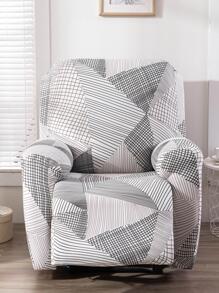 1pc Geometric Pattern Stretchy Sofa Slipcover, Modern Polyester Recliner Slipcover For Home - Multicolor - View 3