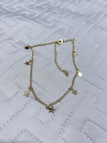 1入組時尚鋅合金星星吊墜頸鏈適合女士日常裝飾 - 金色 - 查看 3