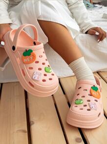 Women Cartoon Decor Vented Clogs, EVA Slingback Fashion Clogs - Baby Pink - View 2