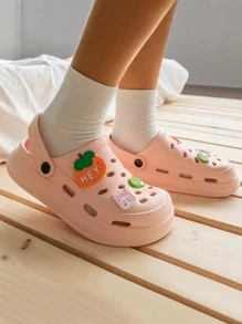 Women Cartoon Decor Vented Clogs, EVA Slingback Fashion Clogs - Baby Pink - View 5