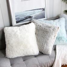 2pcs Solid Fuzzy Cushion Cover Without Filler, Modern Flannelette Decorative Throw Pillow Cover For Home - White - View 5
