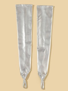 Street 1pc Long Stretchy Women's Party Dance Arm Sleeve Glove,School Halloween Halloween Accessories Winter Gloves - Silver - View 2