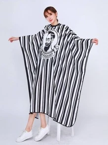 tạp dề cắt tóc đồ họa sọc & hình - Đen và trắng - Xem 1