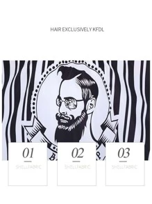 tạp dề cắt tóc đồ họa sọc & hình - Đen và trắng - Xem 4